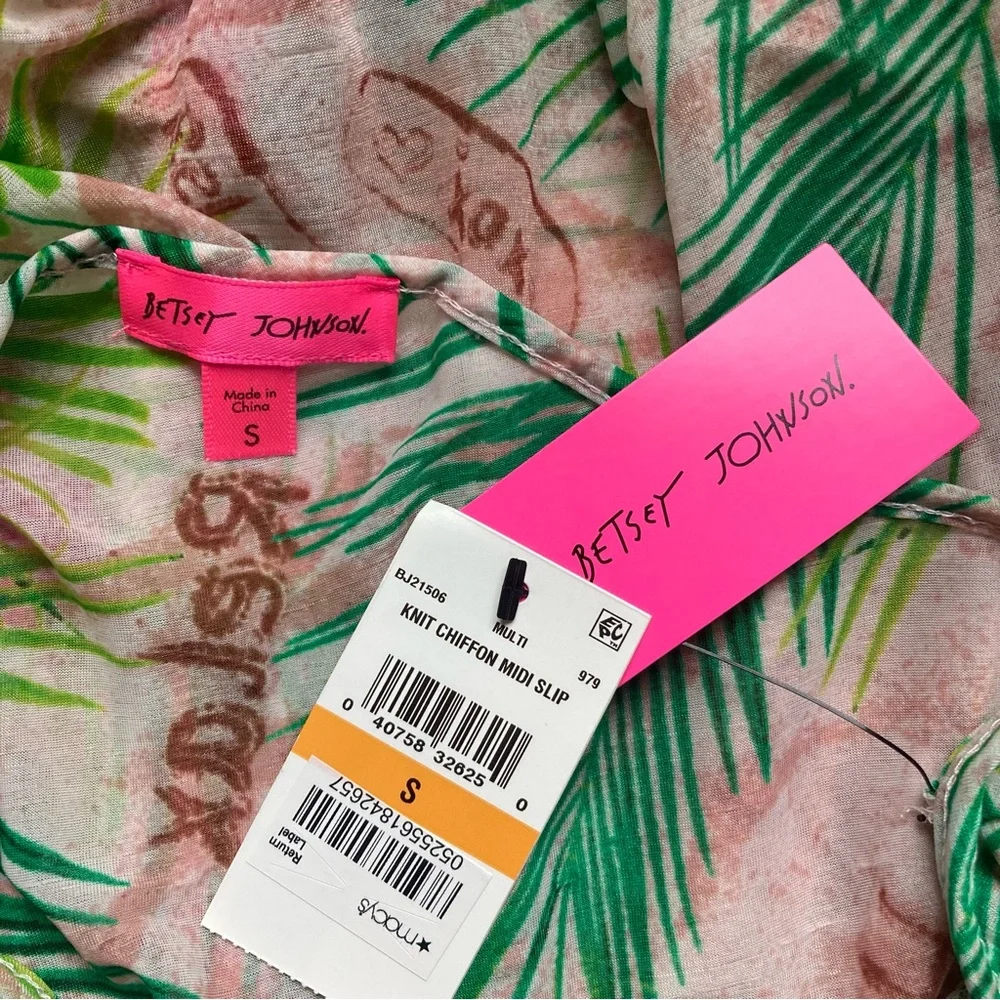 Betsey Johnson Knit Chiffon Midi Slip Floral High Low Dress size Small - Picture 6 of 7